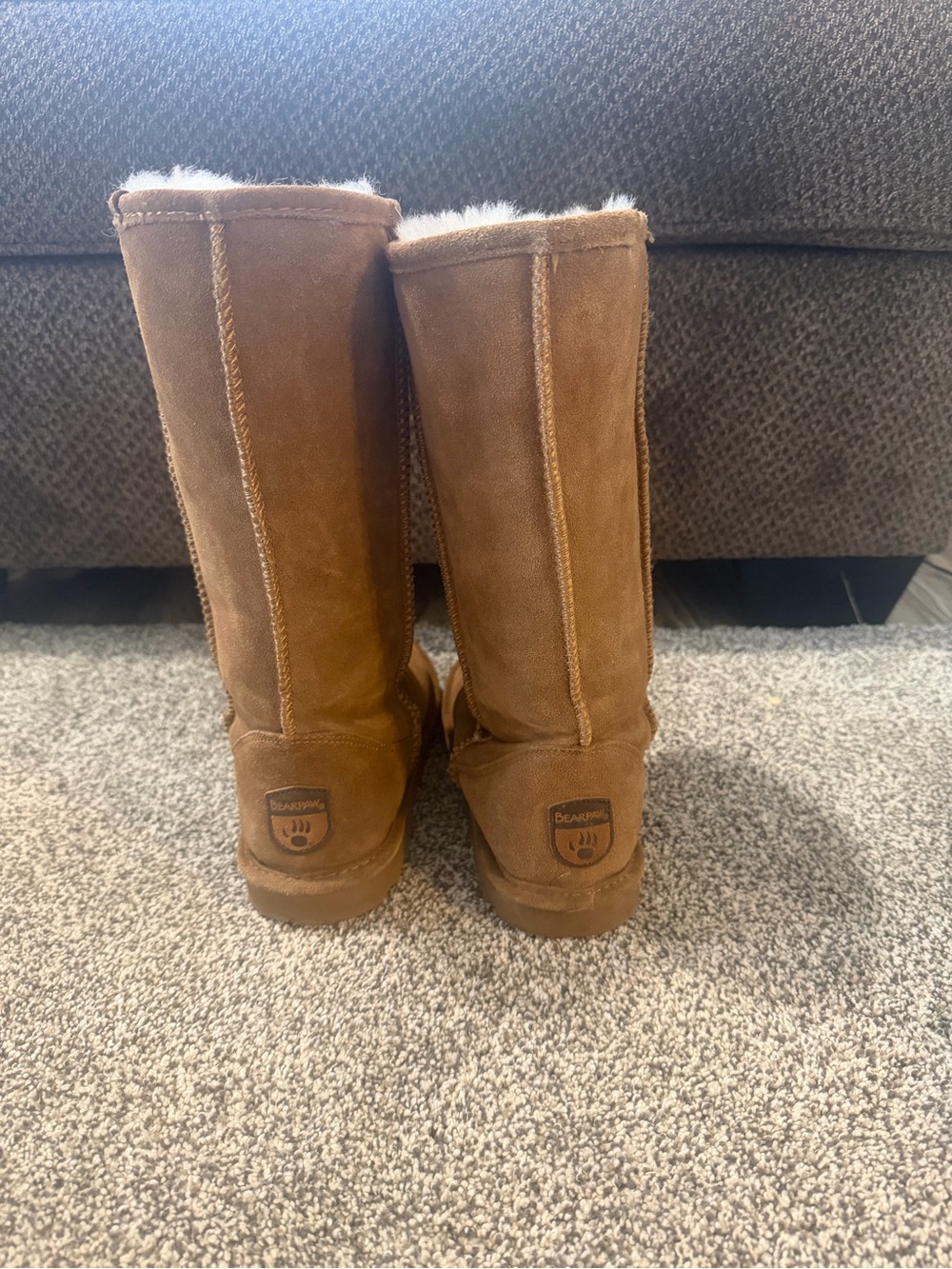 BearPaw Tall Suede Winter Boots in Chestnut Brown